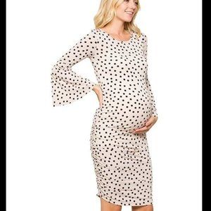 My Bump Polka Dot Maternity Dress -- Size Medium | Gray & Black | USA Made